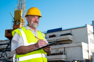 Engineer at a construction site in the port